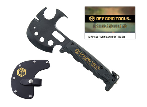 OGT Survival Axe + Leather Sheath + Fishing & Hunting Survival Kit